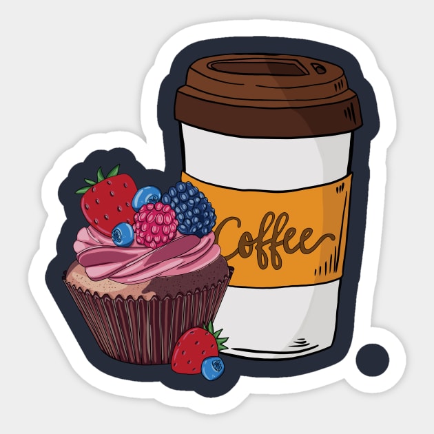 Sweet Chocolate Cupcake and Coffee Sticker by Mada's Coffee Shop